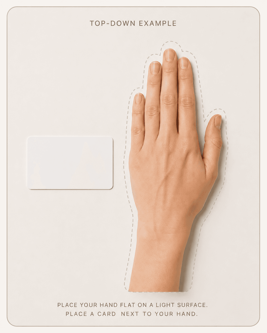Example showing a hand and card positioned for a calibrated preview
