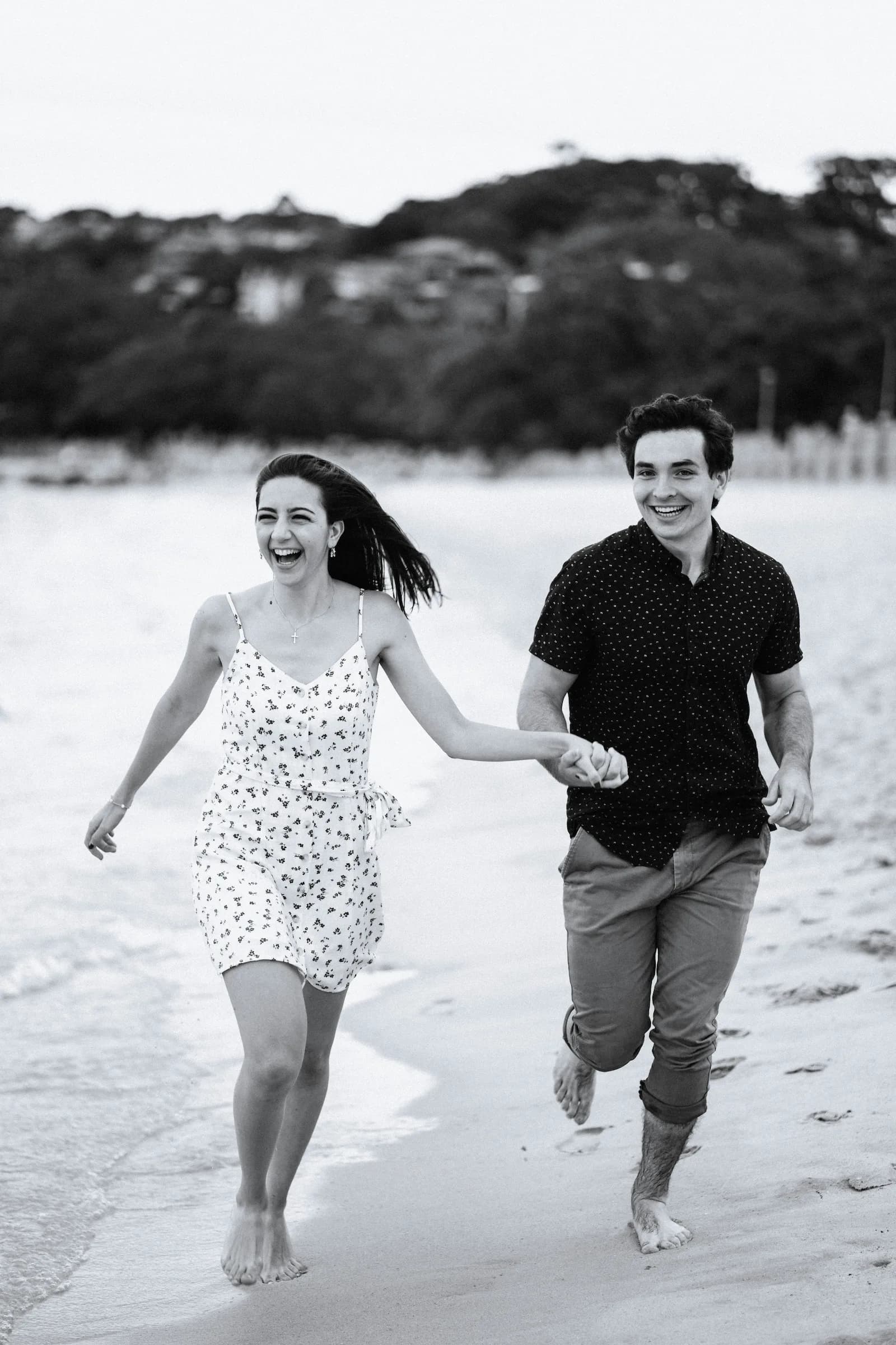 Movement and laughter along the shoreline